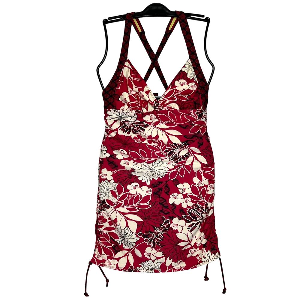 Athleta Floral One Piece Swimsuit Dress Built In Bottoms Underwire Bra 34D Tall